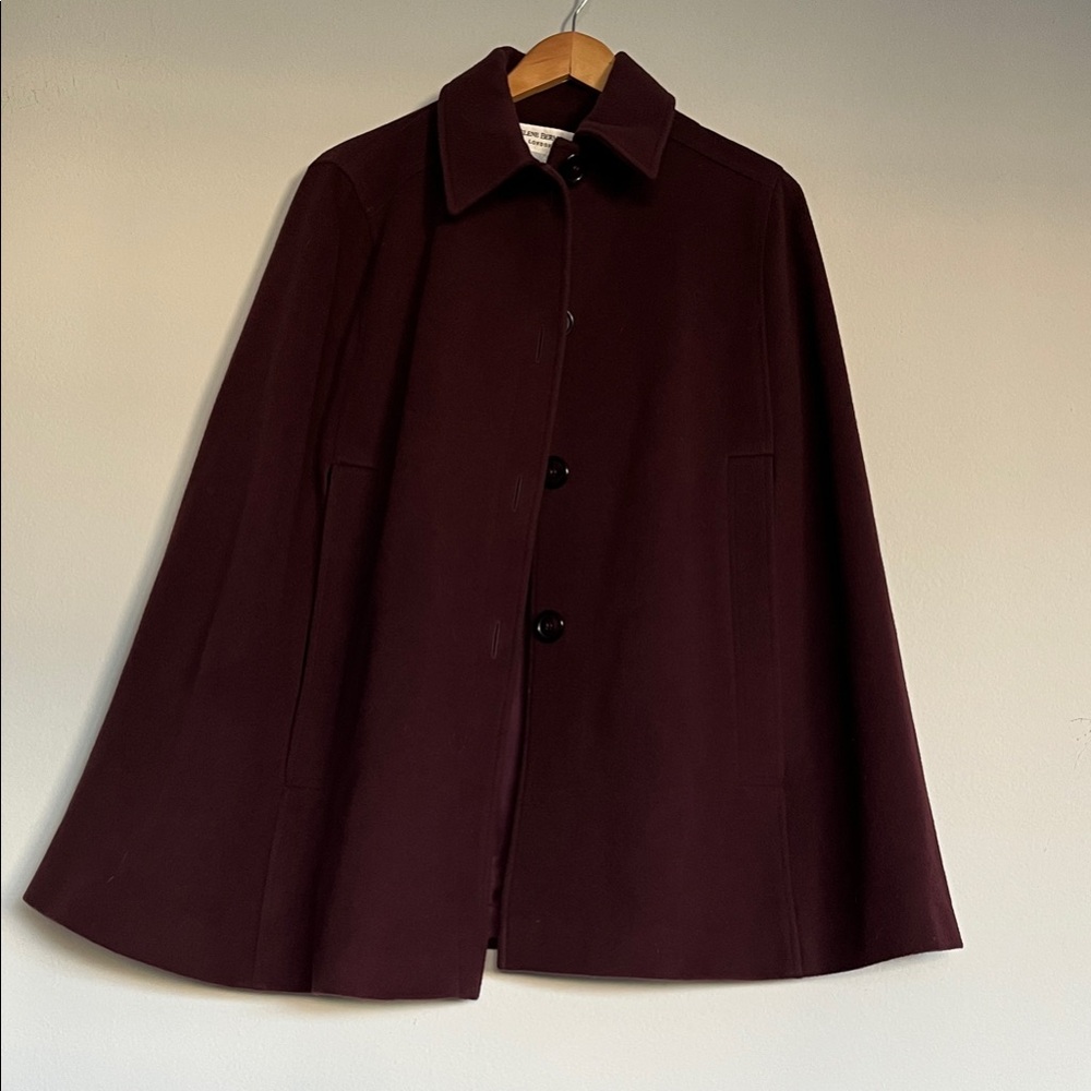 Helen Berman Elegant Burgundy Cape Coat